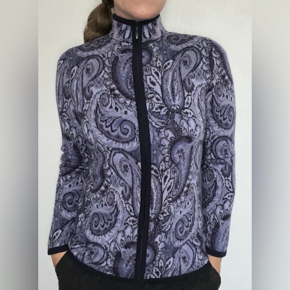 Pendleton Purple and Black Merino Wool Patterned Jacket